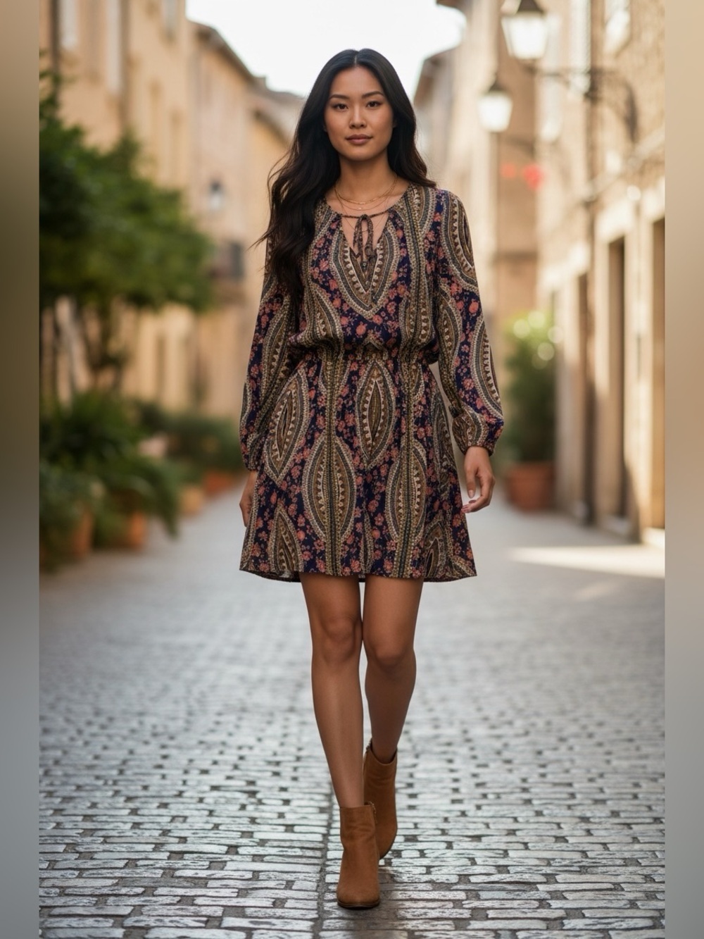 Forever 21 Blue Brown Floral Ditzy 2X